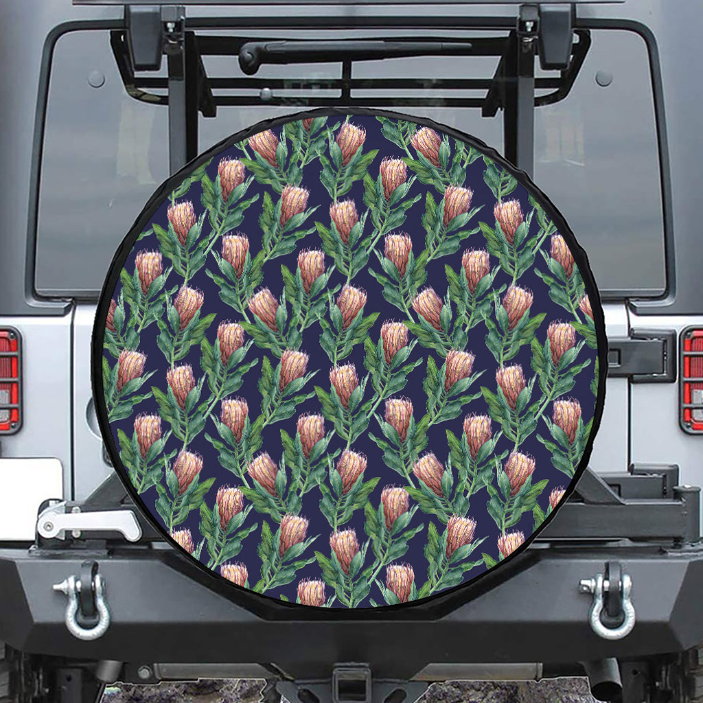 Watercolor Protea Pattern Print Tire Cover