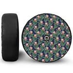 Watercolor Protea Pattern Print Tire Cover With Camera Hole