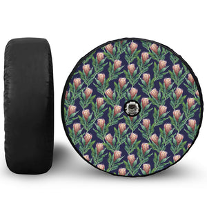 Watercolor Protea Pattern Print Tire Cover With Camera Hole