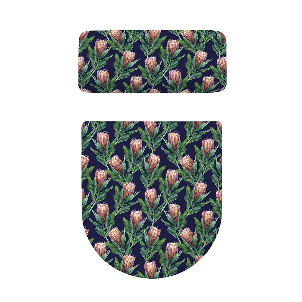 Watercolor Protea Pattern Print Toilet Lid And Tank Cover Set