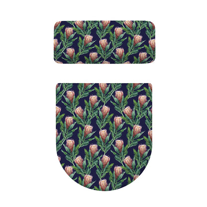 Watercolor Protea Pattern Print Toilet Lid And Tank Cover Set