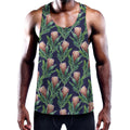 Watercolor Protea Pattern Print Men's Workout Tank Top