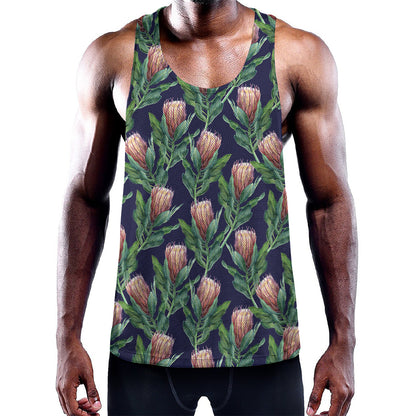 Watercolor Protea Pattern Print Training Tank Top