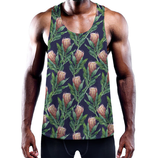 Watercolor Protea Pattern Print Training Tank Top