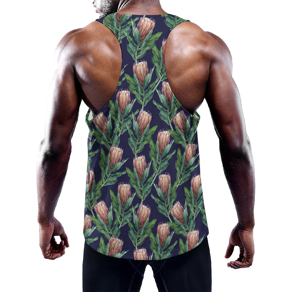 Watercolor Protea Pattern Print Training Tank Top