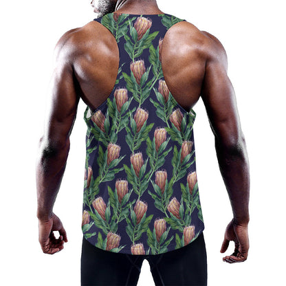 Watercolor Protea Pattern Print Training Tank Top