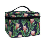 Watercolor Protea Pattern Print Travel Makeup Bag