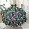 Watercolor Protea Pattern Print Waterproof Round Tablecloth