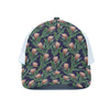 Watercolor Protea Pattern Print White Mesh Trucker Cap