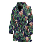 Watercolor Protea Pattern Print Women's Bathrobe