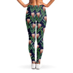 Watercolor Protea Pattern Print Women's Leggings