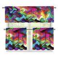 Watercolor Psychedelic Print 3 Piece Kitchen Curtains