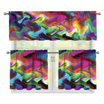 Watercolor Psychedelic Print 3 Piece Kitchen Curtains