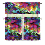 Watercolor Psychedelic Print 3 Piece Kitchen Curtains