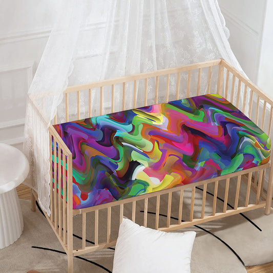 Watercolor Psychedelic Print Baby Crib Sheet