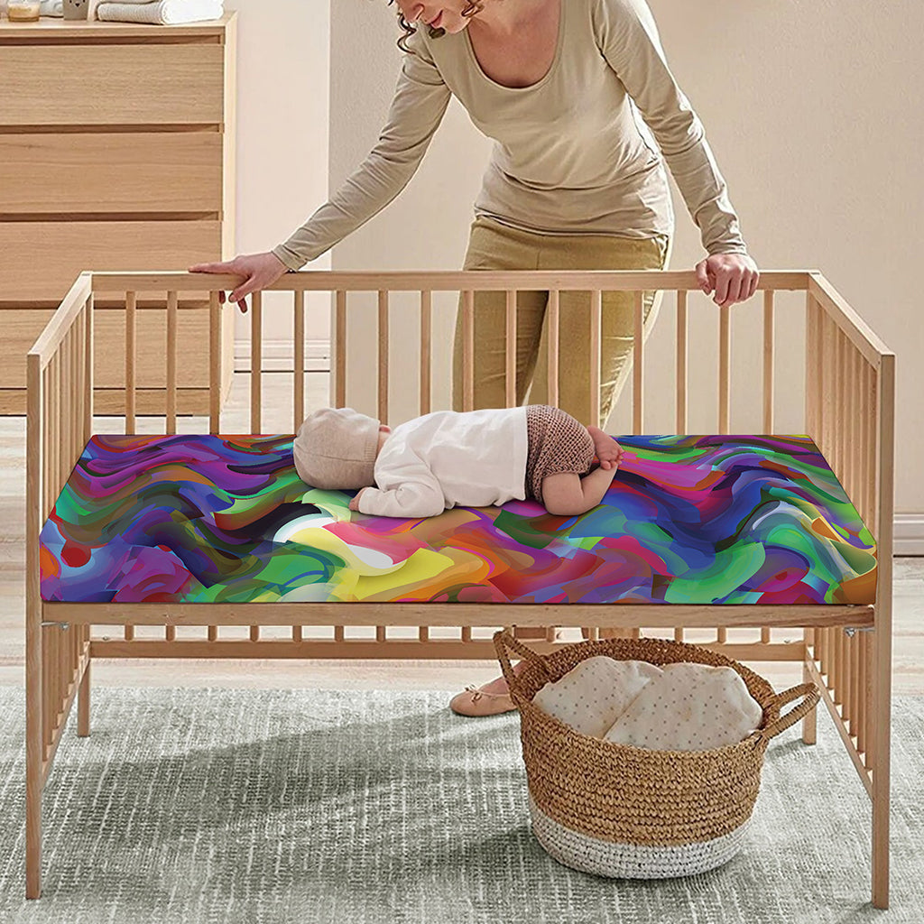 Watercolor Psychedelic Print Baby Crib Sheet