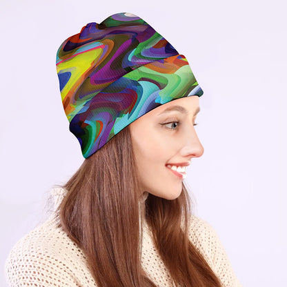 Watercolor Psychedelic Print Beanie