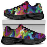 Watercolor Psychedelic Print Black Chunky Shoes