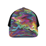 Watercolor Psychedelic Print Black Mesh Trucker Cap