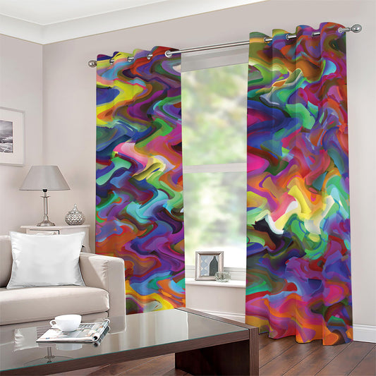 Watercolor Psychedelic Print Blackout Grommet Curtains