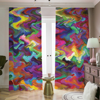 Watercolor Psychedelic Print Blackout Pencil Pleat Curtains