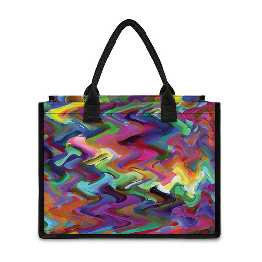 Watercolor Psychedelic Print Canvas Tote Bag