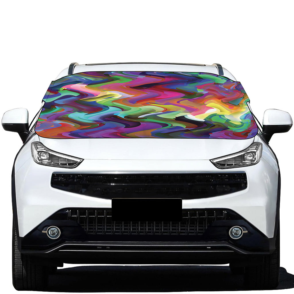 Watercolor Psychedelic Print Car Windshield Snow Cover