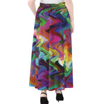 Watercolor Psychedelic Print Chiffon Maxi Skirt