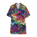 Watercolor Psychedelic Print Cotton Hawaiian Shirt