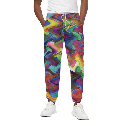 Watercolor Psychedelic Print Cotton Pants