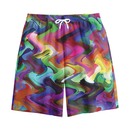 Watercolor Psychedelic Print Cotton Shorts