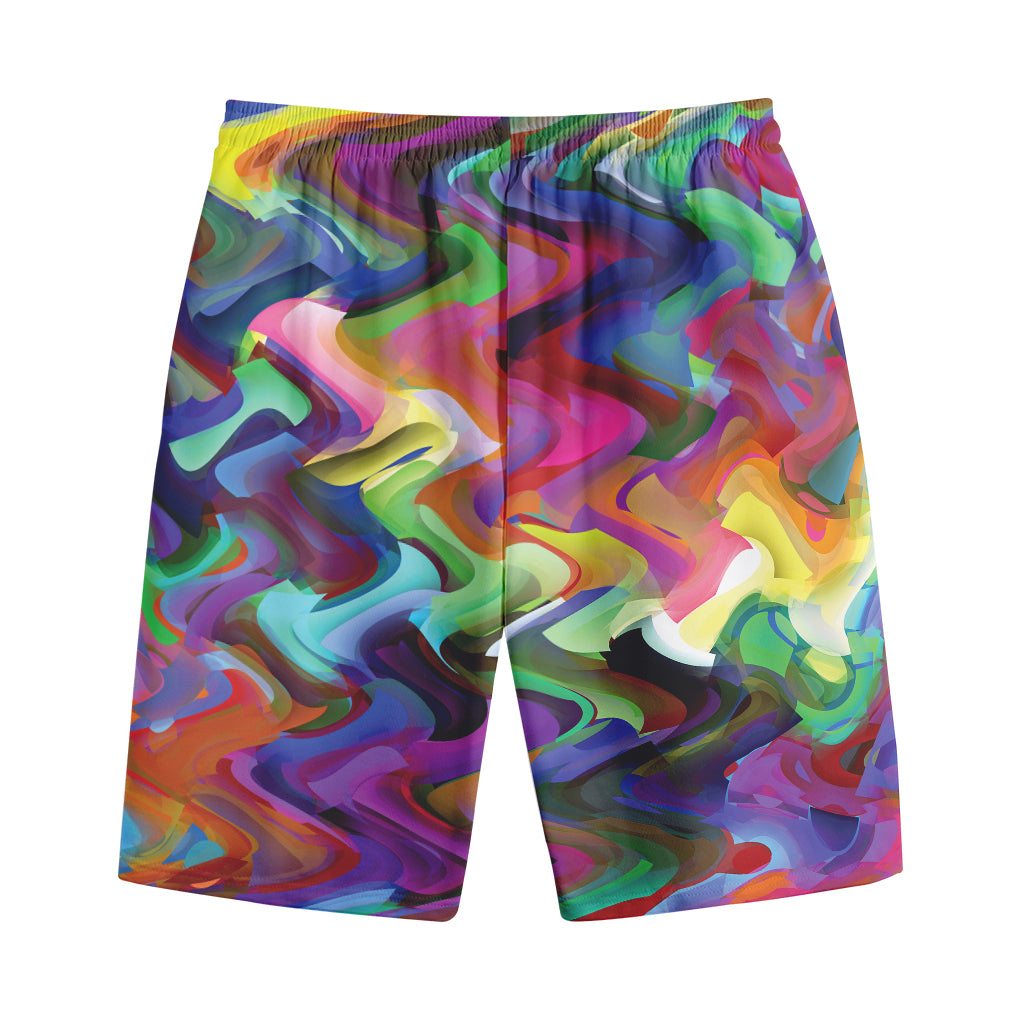 Watercolor Psychedelic Print Cotton Shorts