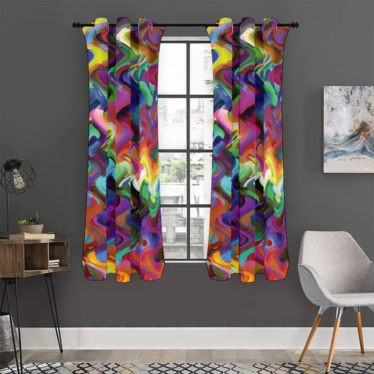 Watercolor Psychedelic Print Curtain