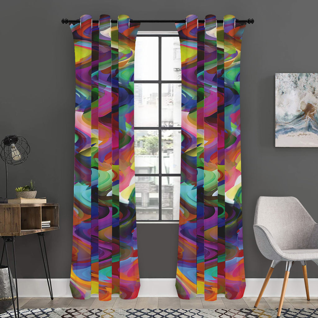 Watercolor Psychedelic Print Curtain