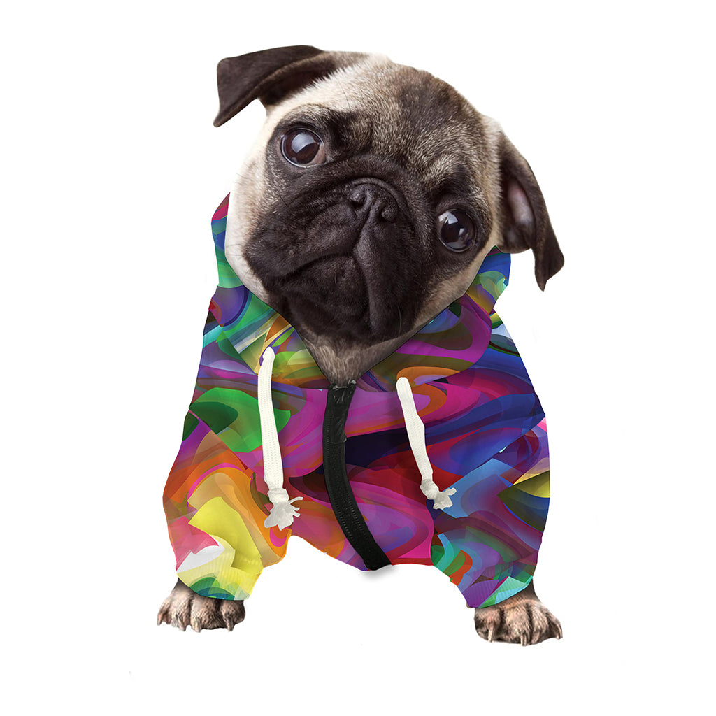 Watercolor Psychedelic Print Dog Zip Up Hoodie