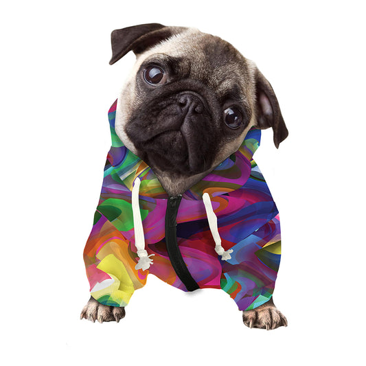 Watercolor Psychedelic Print Dog Zip Up Hoodie
