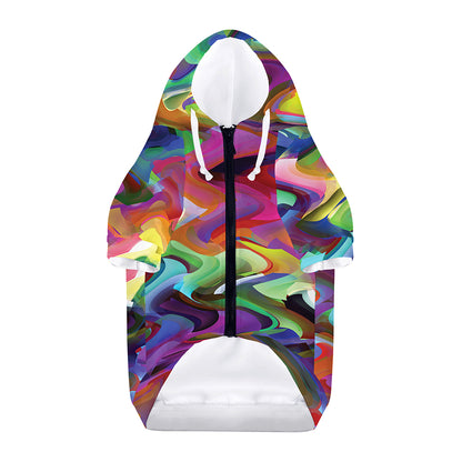 Watercolor Psychedelic Print Dog Zip Up Hoodie