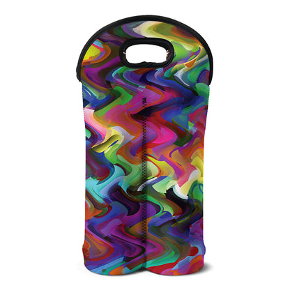 Watercolor Psychedelic Print Double Neoprene Wine Tote