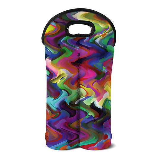 Watercolor Psychedelic Print Double Neoprene Wine Tote