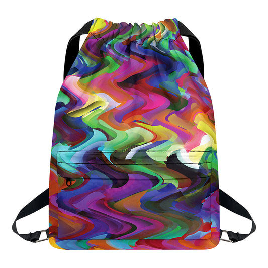 Watercolor Psychedelic Print Drawstring Backpack