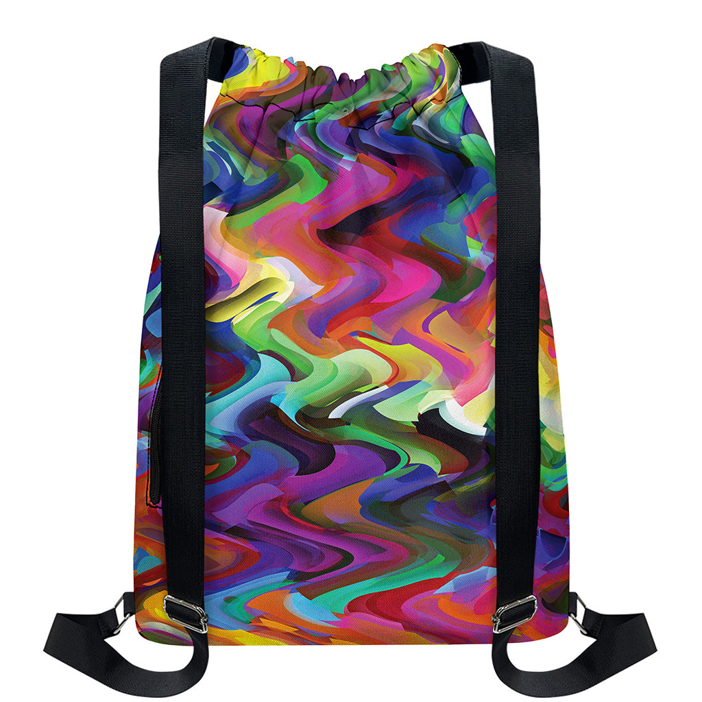 Watercolor Psychedelic Print Drawstring Backpack