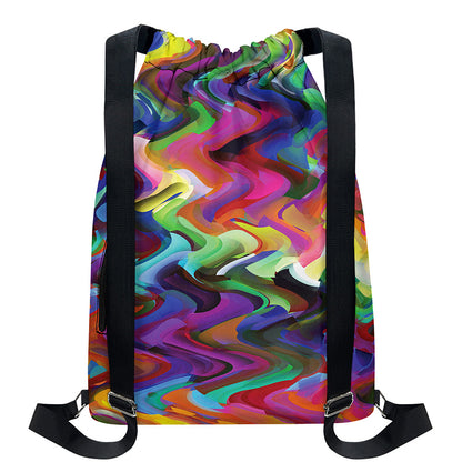 Watercolor Psychedelic Print Drawstring Backpack