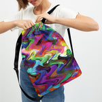 Watercolor Psychedelic Print Drawstring Backpack