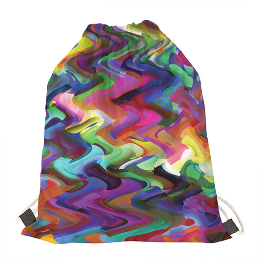 Watercolor Psychedelic Print Drawstring Bag