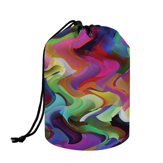 Watercolor Psychedelic Print Drawstring Makeup Bag