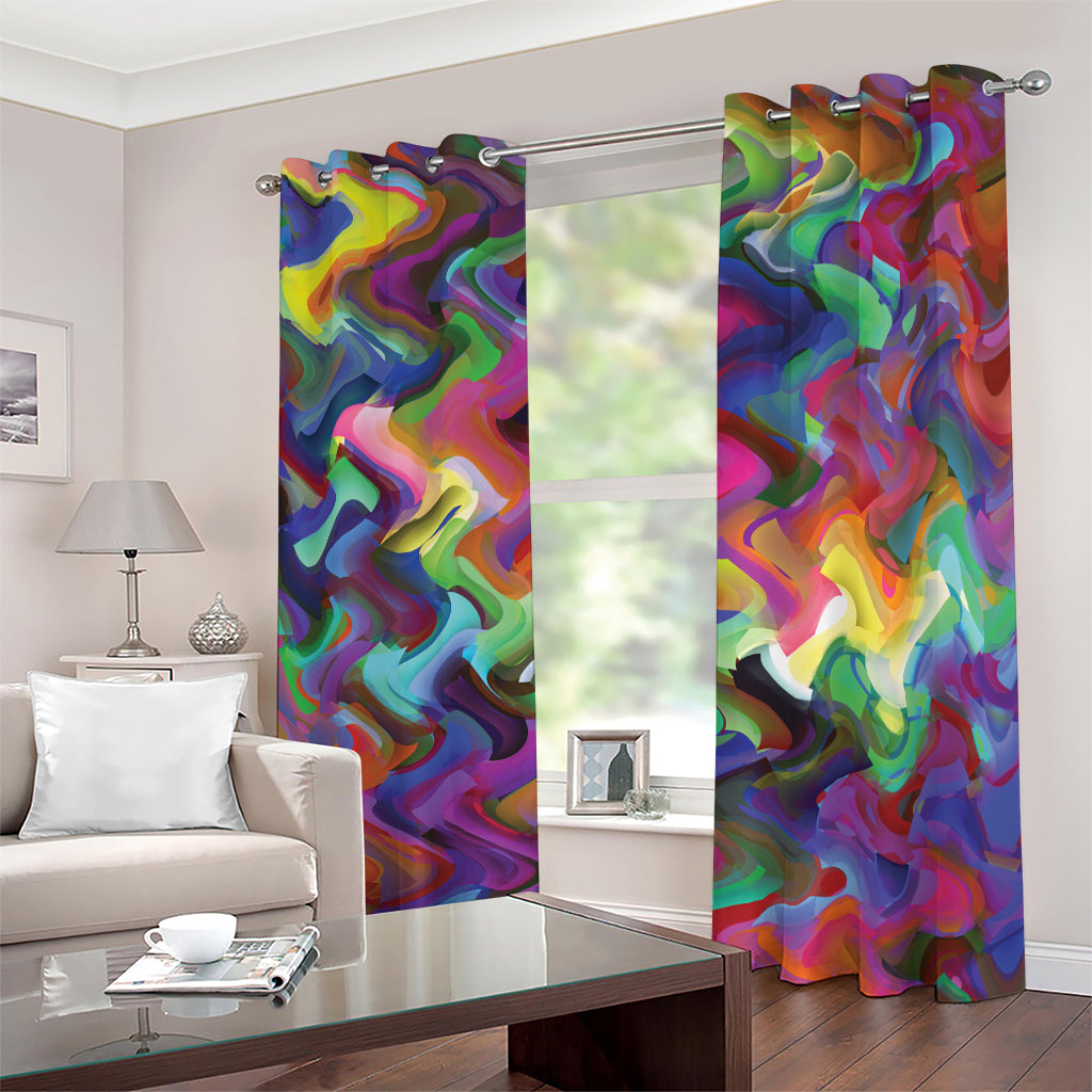 Watercolor Psychedelic Print Extra Wide Grommet Curtains