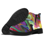 Watercolor Psychedelic Print Flat Ankle Boots