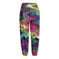 Watercolor Psychedelic Print Fleece Lined Knit Pants