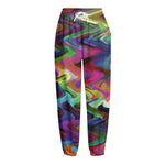 Watercolor Psychedelic Print Fleece Lined Knit Pants