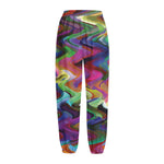 Watercolor Psychedelic Print Fleece Lined Knit Pants